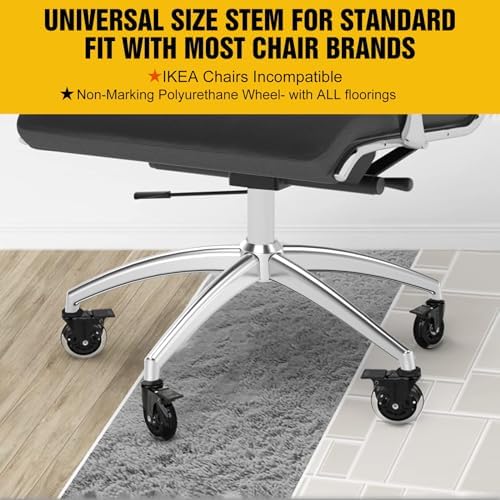 Office Chair Casters, 3" Heavy Duty Locking Wheels Universal Fit