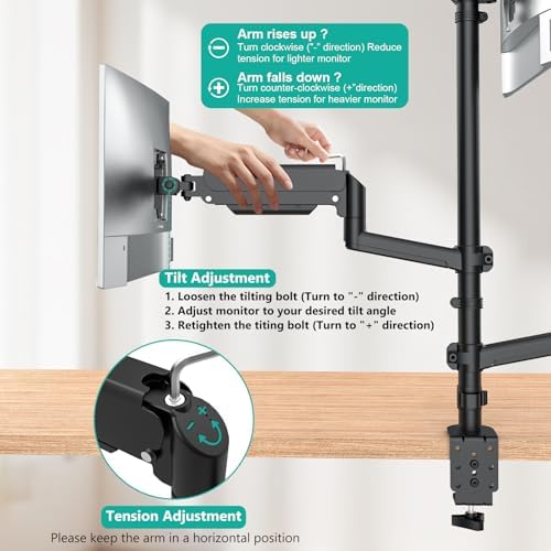 WALI Stacked Triple Monitor Mount for 13-27 inch Screens, 19.8 lbs per Arm