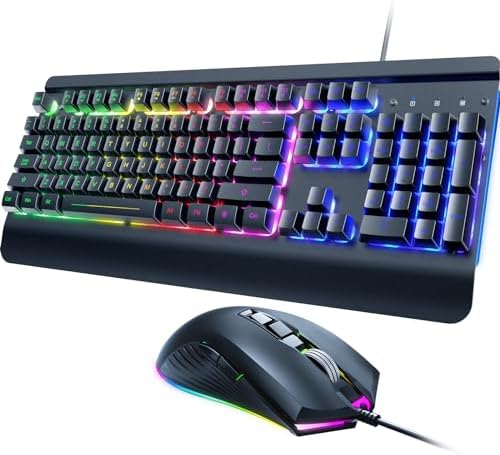 Wired Gaming Combo, 104 Keys, Rainbow Backlit, 4200 DPI, for PC/Mac/Xbox