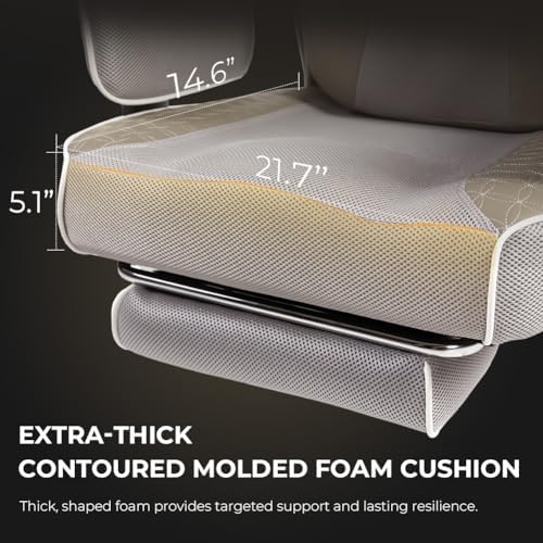 Dowinx Big and Tall Office Chair 400 Lbs with Rotating Massage Lumbar Support, Thick Seat Cushion and Adjustable Armrest,Computer Gaming Chair with Footrest,Mesh Grey