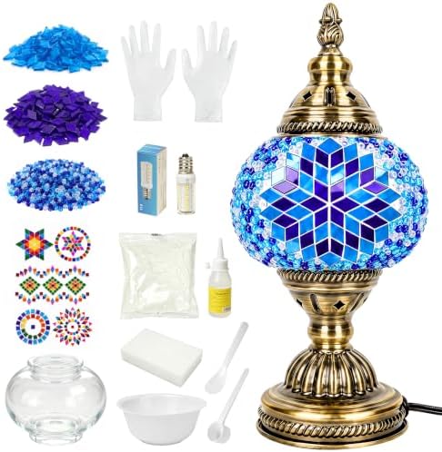 Joyclub DIY Turkish Mosaic Lamp Kit for Adults, Beginner Friendly, Blue