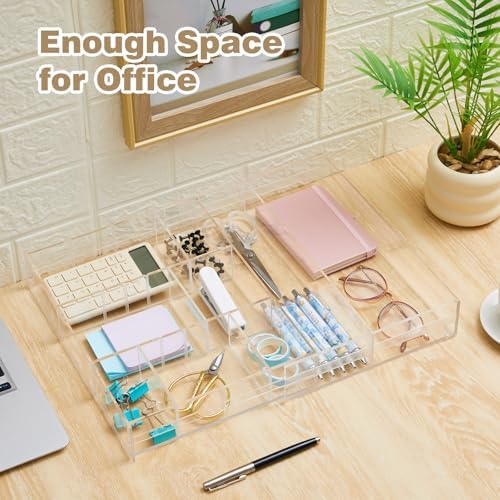 Briwooody 2 Pcs Acrylic Drawer Organizer, 11.8 x 17 x 1.9'', 7 Compartments