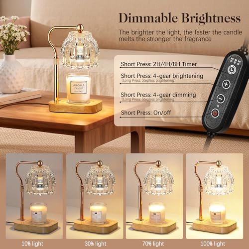 Candle Warmer Lamp with Timer Dimmer, Wax Melts Warmer Lamp for Gift, Clear