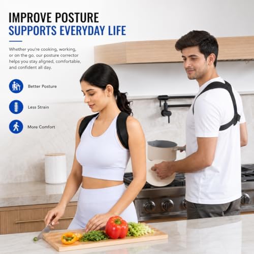 Posture Corrector for Women & Men – Adjustable Upper Back Brace for Shoulder Support, Back Straightener & Clavicle Brace for Back Pain Relief, Breathable Posture Corrector Back Brace, Chest Size (30-43 inches)
