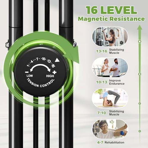 Caromix Folding Exercise Bike, 5 in 1 Stationary Bike with 16-Level Adjustable Magnetic Resistance, 330LB Capacity Indoor Workout Bike, Foldable Exercise Bike for Seniors and Adult