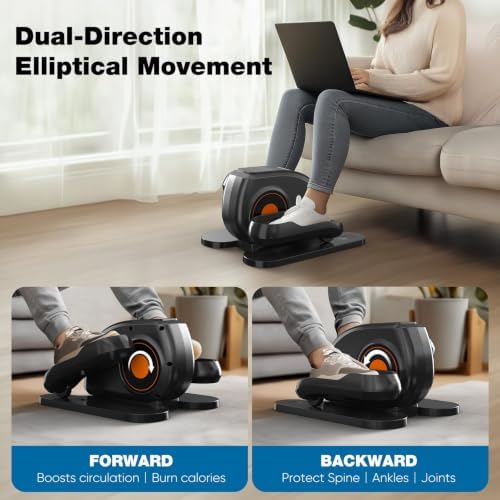 NEWBULIG Under Desk Elliptical Machine, Electric Seated Pedal Ellipse Leg Exerciser with Remote Control, 12 Adjustable Speeds, Forward & Reverse, Mini Ellipse Leg Trainer for Home & Office