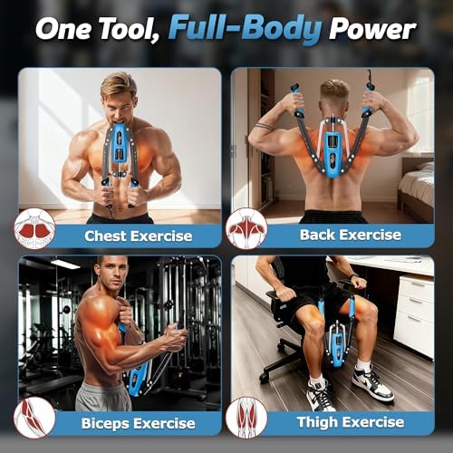 Hydraulic Twister Arm Trainer, 10-Level Adjustable 22-440lbs Resistance, Chest Expander with Cylinder Protective Cover & PU Handle, Home Gym Equipment for Arm Chest Shoulder Strength Training