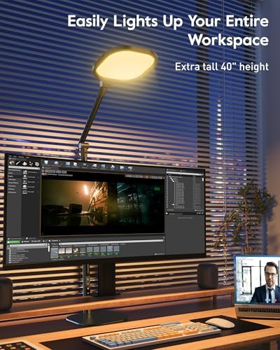 LitONES Tall LED Desk Lamps Home Office, Edge-Lit Eye-Care, 50 Light Modes