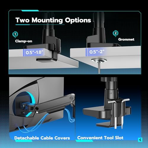Single Monitor Arm Desk Mount for 17-49 Inch Monitors Holds 44 lbs, Black