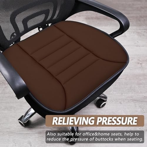 MYFAMIREA 2PCS Car Seat Cushion Pad 1.2" Thick Comfort Seat Protector for Car Driver Seat Office Chair Home Use Memory Foam Seat Cushion with Non Slip Bottom, 20'' x 18.5'', Coffee