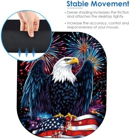 Small Mouse Pad，Mini Mouse Pad 6 x 7 Inch，for Laptop Keyboard Tray Wireless Mouse Home Office Travel，with Non-Slip Rubber Base, Waterproof Mouse Mat，Fireworks Eagle American Flag