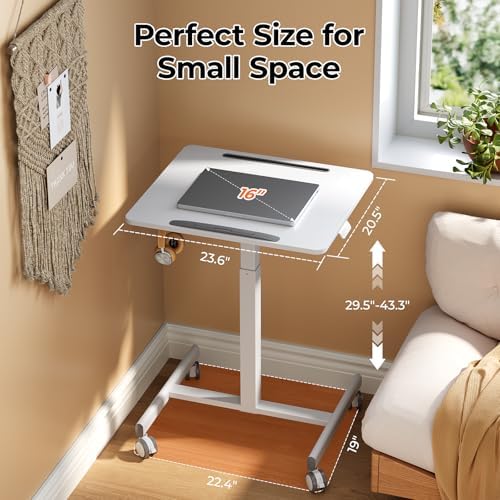 JOY worker 23.6" Small Mobile Standing Desk, 90° Tilt Rolling Laptop Desk