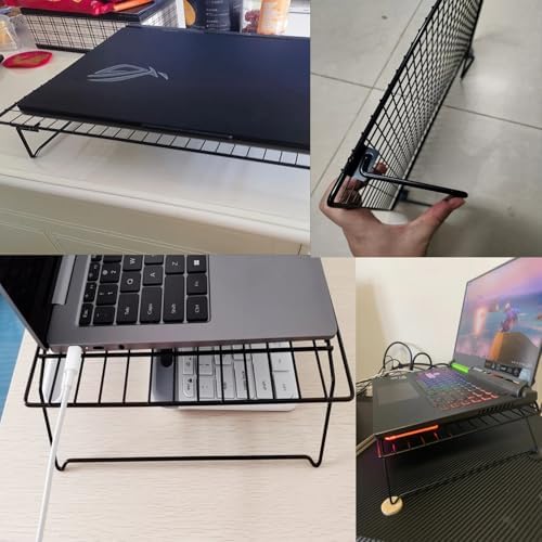 Laptop Stand Low Profile Metal Foldable Laptop Riser Holder Ventilated Cooling Computer Notebook Stand for MacBook Air Pro MBA Computer Desktop Monitor Printer Mini PC Raise Screen to Eye Level