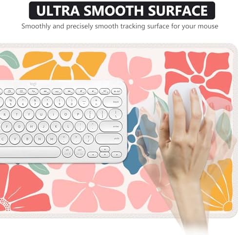 iCasso Desk Mat, Desk Matt for Desktop, Cute Desk Pad Mat, Colorful Flower