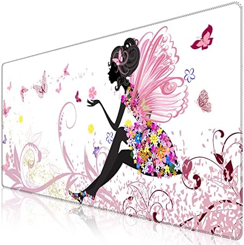 iCasso Extended Gaming Mouse Pad 35.4x15.7in,Game,Home,Butterfly Girl
