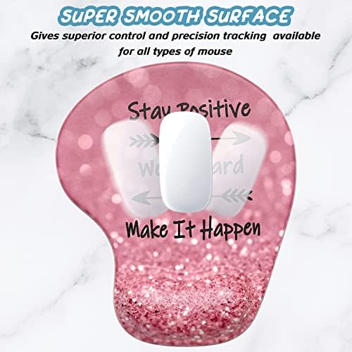 Hsurbtra Ergonomic Mouse Pad with Wrist Rest Support, Gel Mouse Pads with Non-Slip PU Base, Pain Relief Memory Foam Computer Mat, Cute Office Supplies Desk Decro Accessories, Work Hard