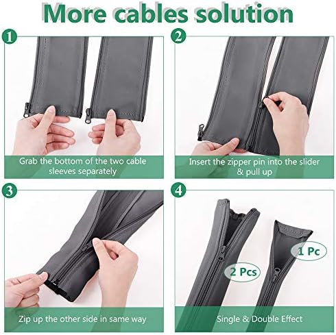 StangH Flexible Cable Management Sleeve kit, 39 Inches, 2 Pieces -Grey