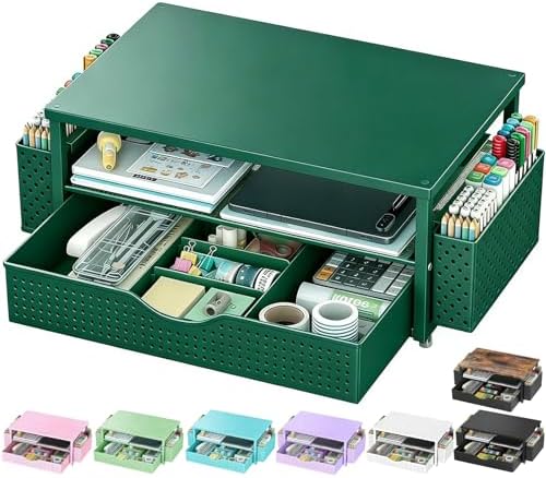 Spacrea Desk Organizers and Accessories, Printer Stand with Storage, Green