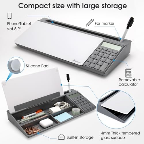 Varhomax Glass Desk Whiteboard with Calculator