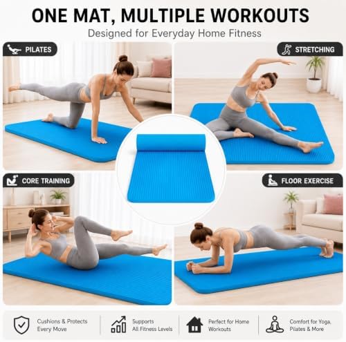 Extra Thick Yoga Mat, High Density Non-Slip Exercise Mat