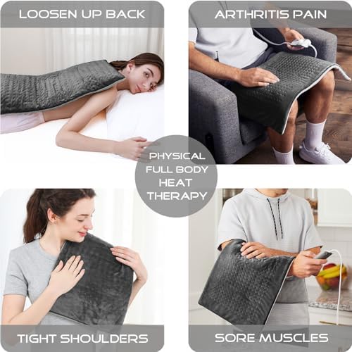 Boncare® Small Heating Pad for Neck and Shoulders and Back with Auto Off & 4 Temperature Settings, Fast Heat up Instant Comfort and Ultra Soft Velvet Plush Machine Washable (Gray, 11"x20")