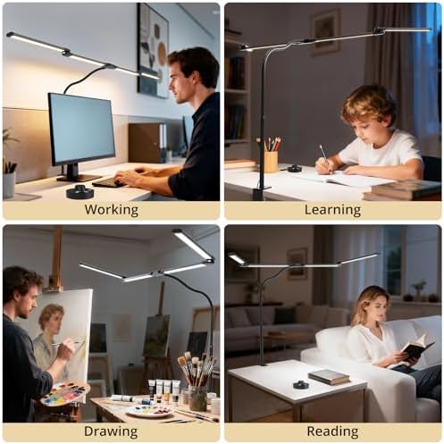 Desk Lamp, 24W Flexible Gooseneck Table Lamp with a Timing Function