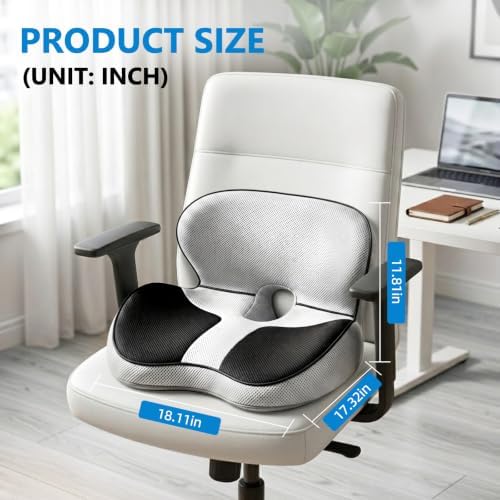 Office Chair seat Cushion, L-Shaped Ergonomic seat Cushion,Memory Foam seat Cushion can Relieve Back Pressure
