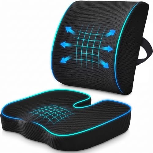 Ergonomic Seat Cushion & Lumbar Support Pillow Set for Office Chair
