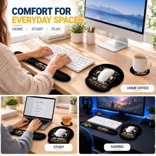 Raccoon Wrist Rest Mouse Pad 3 Piece Set with Keyboard Rest and Coaster