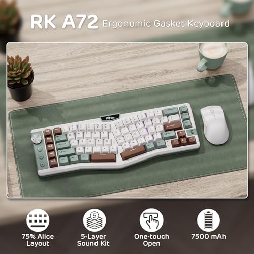 RK ROYAL KLUDGE A72 Alice Ergonomic Wireless Mechanical Keyboard,Split Ergo