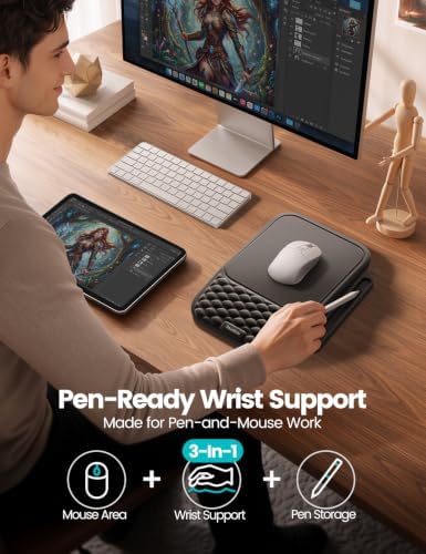 Vaydeer Ergonomic Mouse Pad with Wrist Rest, Built-in Pen Storage