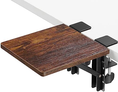 ETHU Compact Foldable Desk Extender Tray with Clamp, 9.4x9, Walnut