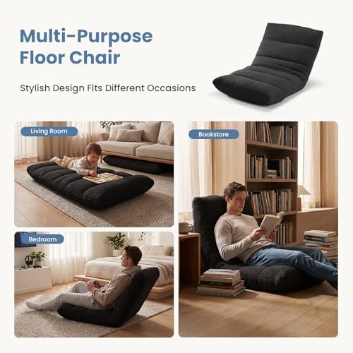 DUMOS Folding Floor Chair, 14-Position Adjustable Backrest Floor Seating
