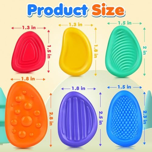 Fidget Toys Sensory Stone for Kids: 6 Pack Textured Soft Worry Stone for Autism Kids Calming - Fidget Stress Toys for Students Stress Relief - Small Prizes Fidget Toys