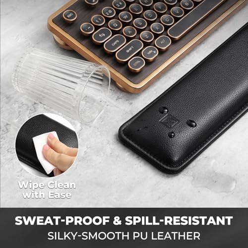 GLENCREAG Ergonomic Keyboard Wrist Rest - PU Leather Cushioned Support for Typing & Gaming, Comfortable Contoured Design for Wrist Pain Relief (Black)