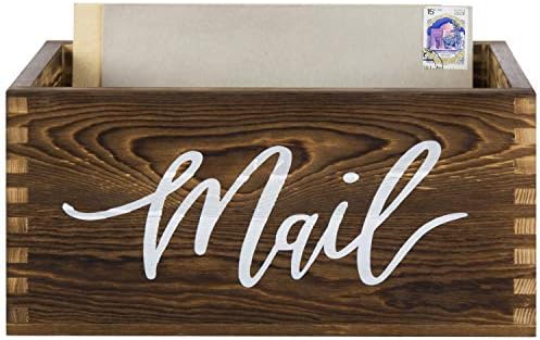 MyGift Rustic Brown Wood Mail Holder, Desktop Organizer with MAIL Design
