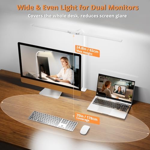 Woputne Flexible Dual Head Desk Lamp, Super Wide & Bright 960LM,12W Adapter