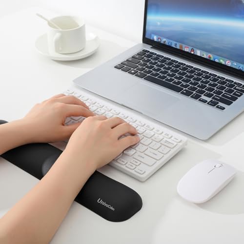 UnivoColors Design-Medium Wave Keyboard Wrist Rest of Medium, Artificial Sheepskin+Memory Foam+Ergonomic+Anti-Slip Gel, Resilience Support During Work and Gaming,Keyboard Accessory,Tangerine