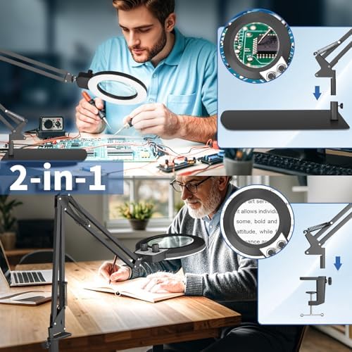 HITTI 12X Magnifying Glass with Light,Upgrade Infinite Color