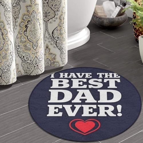 Fashion Round Area Rug Large Non Slip Carpet, Best Dad Ever Heart Unisex Home Decor Mat