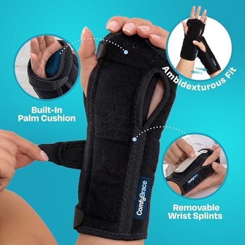 ComfyBrace Carpal Tunnel Wrist Brace Night Support, Cushioned Wrist Splint