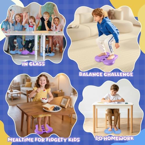 ADHD Tools for Kids Fimeetoy Wiggle Feet Cushion,Fidgets for Kids,Sensory Foot Cushion for Fidgety Feet,Quiet Fidget for Focus,Autism Special Education Classroom Must Haves,Balance Board-Purple