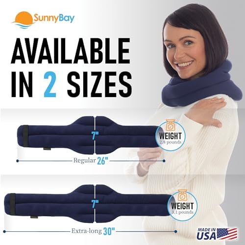 SunnyBay Hands-Free Heating Pad, Neck and Shoulder, 26 inch, Cotton Navy
