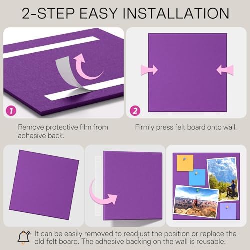 MaxGear Felt Bulletin Board 48" x 36", Violet Felt Wall Tiles Wall Decor