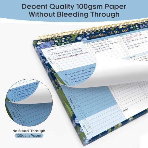 Taja Weekly To Do List Notepad, Undated Weekly Planner Pad, 8.5" x 11"