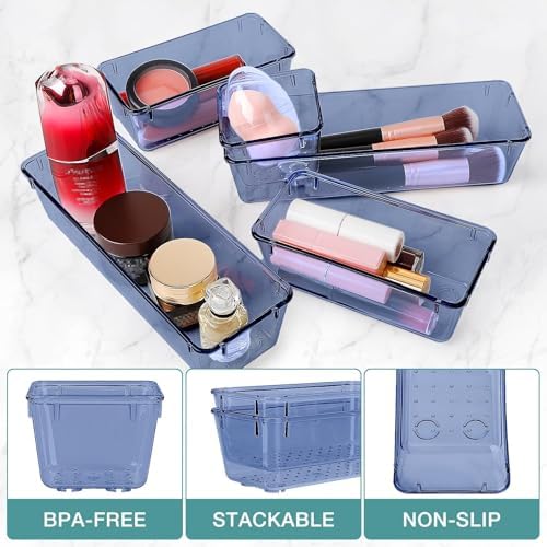 13 PCS Drawer Organizer Set, 5 Size Bathroom and kitchen organizer Trays