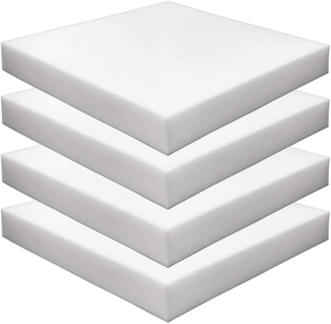Foamma 4-Pack 2" x 18" x 18" High Density Upholstery Foam, Chair Cushion Square Foam for Dining Chairs, Wheelchair Seat Cushion Replacement