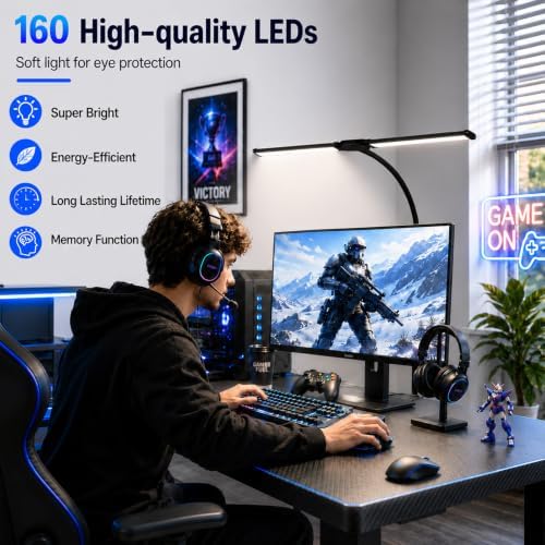 Desk Lamps for Home Office, Computer Light Bar, Double Head, Black