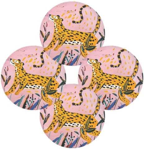 ALAZA Leopard Stretching Out Round Placemats Set of 6