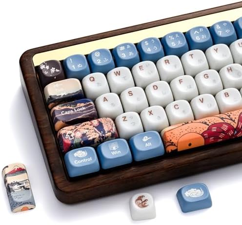 OHY Musashi keycaps,Japanese Theme 132 - Key White & Blue Custom Key Cap